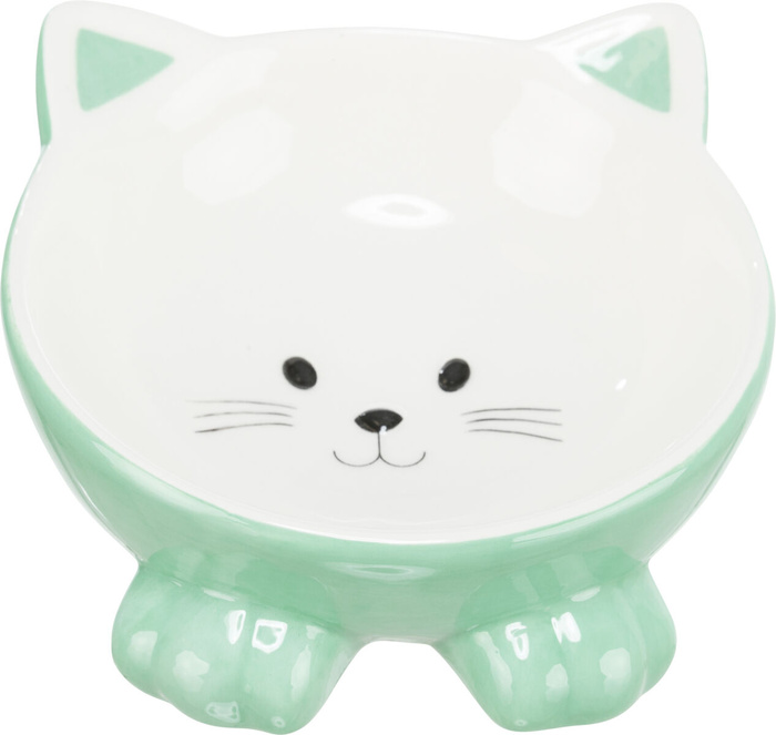 Trixie Miska ceramiczna dla kota w kształcie kota różne kolory 0,15l/14cm wysoka