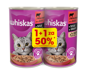 Whiskas wołowina w sosie 2x400g