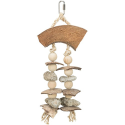 Trixie zabawka dla ptaków z kokosem muszlami i skałą wulkaniczną 35cm