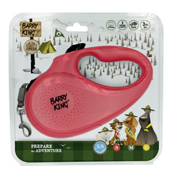 Barry King smycz automatyczna dla psa XS taśma 3m różowa