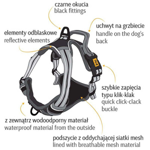 Dingo Szelki bezuciskowe dynamic junior szare XS