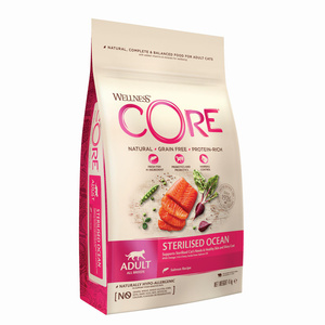 Wellness Core Sterilised Ocean d/kota łosoś 4 kg + gratis kremowa norka