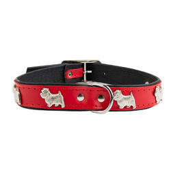 Barry King Obroża dla psa wzór pieski westy 20mm/45cm czerwona