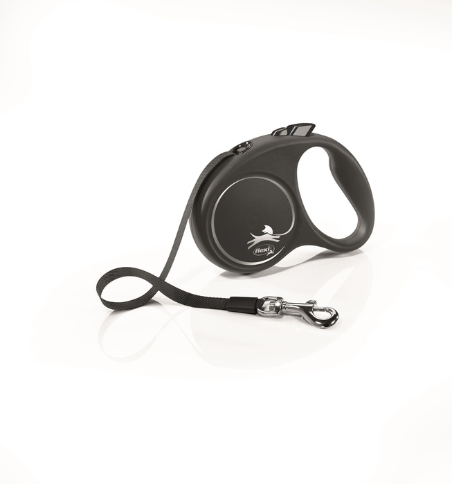 Flexi Black Design smycz automatyczna dla psa czarno/srebrna S 5m taśma