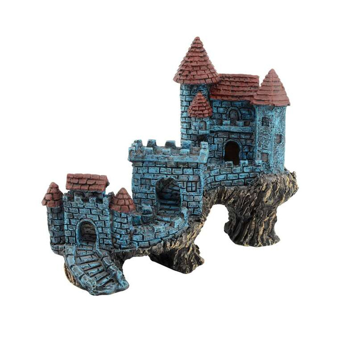 Aqua Natura Dekoracja akwariowa niebieska twierdza na skale 16cm
