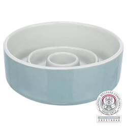 Trixie Miska ceramiczna Slow Feeding szaro/niebieska 0,45l/14cm spowalniająca jedzenie