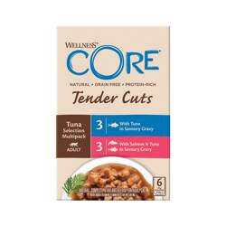 Wellness Core Tender Cuts Tuna Selection Multipack zestaw saszetek dla kotów dorosłych tuńczyk 3x2 smaki 6x85g/510g