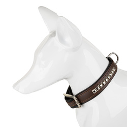 Barry King Obroża wzór kostki 16mm/35cm brązowa