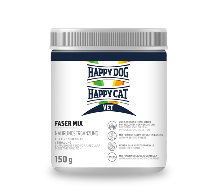 Happy Dog VET Faser Mix suplement diety dla psów i kotów regulujący trawienie 150 g