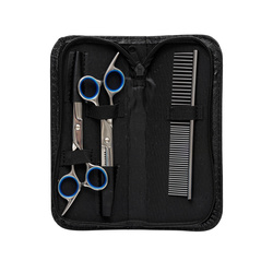 Barry King Zestaw gromerski dla zwierząt 3 elementy: nożyczki do sierści degażówki grzebień metalowy plus etui