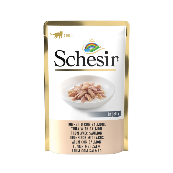 Schesir pouch tuńczyk łosoś w galaretce zestaw 12x 85g