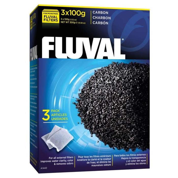 Fluval Carbon Wysokowydajny Węgiel Aktywny do Filtra 300g (3x100g)