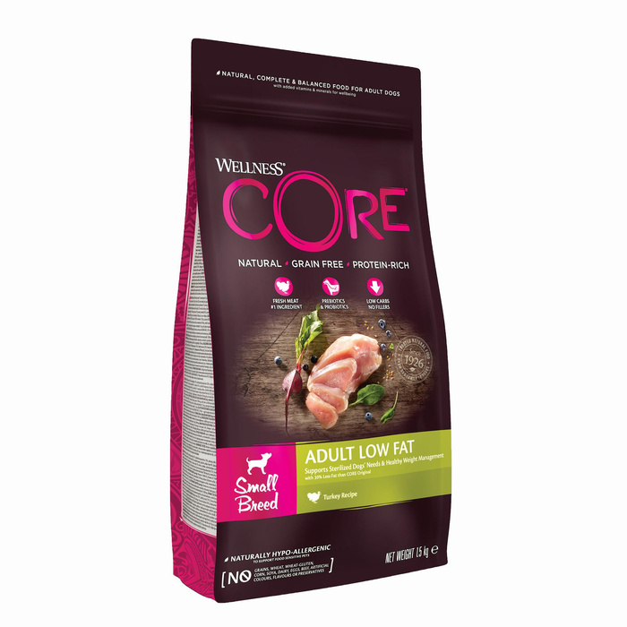 Wellness Core Small Breed Low Fat karma sucha dla dorosłych psów małych ras indyk 1,5 kg
