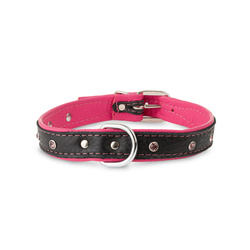 Barry King Obroża Skóra Łoś Kryształ 20mm/35cm różowy