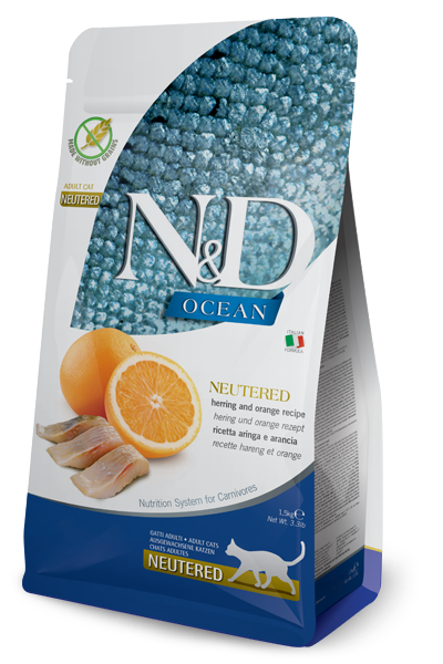 Farmina N&D Ocean Kot Neutered Adult Śledź i Pomarańcza 1,5kg