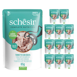 Schesir pouch tuńczyk dorada w galaretce zestaw 12x 85g
