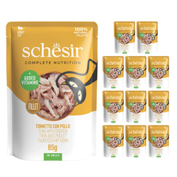 SCHESIR tuńczyk z kurczakiem w galaretce zestaw 12x 85g