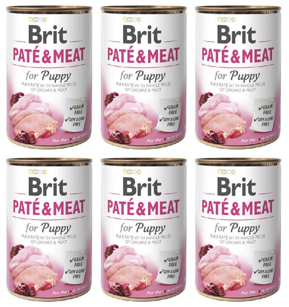 Brit Pate&Meat Puppy z indykiem i kurczakiem 6x400g