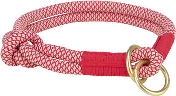 Obroża zaciskowa Soft Rope L: 50cm/10mm czerwona/kremowa Nylon