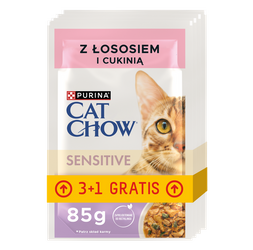 Purina Cat Chow Sensitive z łososiem i cukinią 4x85g