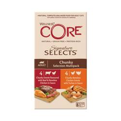 Wellness Core Signature Selects Chunky Multipack zestaw puszek dla kotów dorosłych 4x2 smaki 8x79g/635g