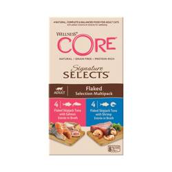 Wellness Core Signature Selects Flaked Multipack zestaw puszek dla kotów dorosłych 4x2 smaki 8x79g/635g