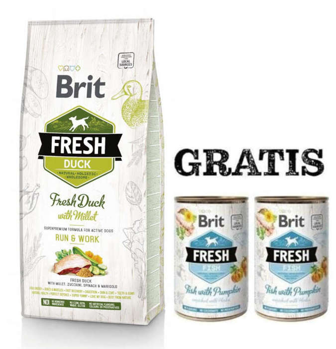 Brit Fresh Duck With Millet Adult Active Run&Work 12kg