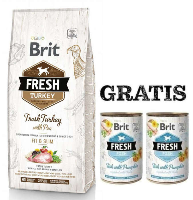 Brit Fresh Turkey With Pea Adult Light Fit & Slim 12kg + 2 puszki GRATIS