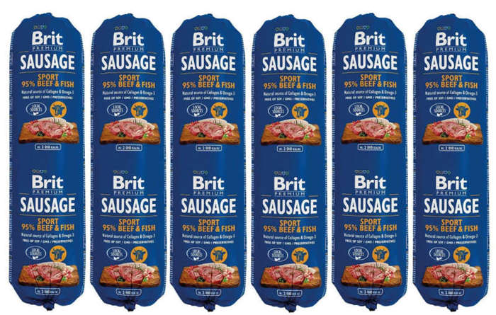 Brit Premium Sausage wołowina z rybą 6x800g 