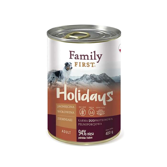 Family First Holidays z jagnięciną, wołowiną i ziemniakami 12x400g