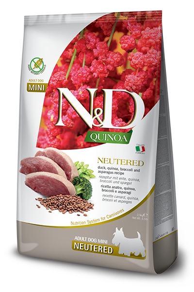 Farmina N&D Quinoa Dog kaczka, brokuł i szparagi 800g