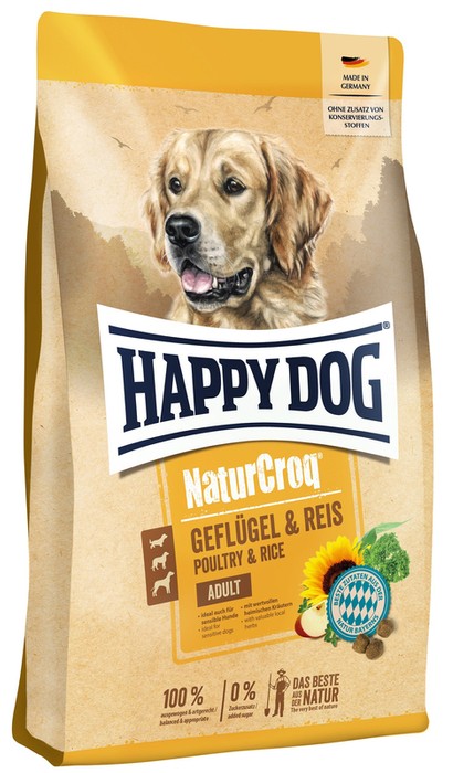 Happy Dog Naturcroq z drobiem i ryżem 11kg