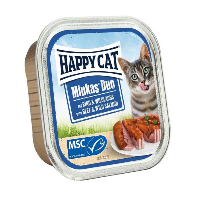 HappyCat Minkas Duo pasztet z wołowiną i łososiem 100g