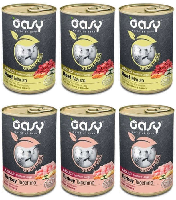 Oasy Grain Free Adult M/L Mix Smaków 6x400g