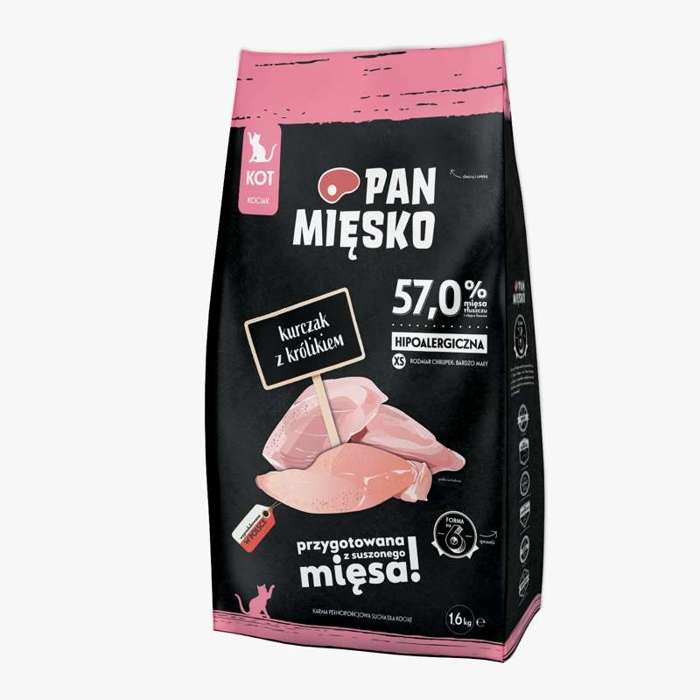 Pan Mięsko Kurczak z królikiem dla kociąt XS 1,6kg