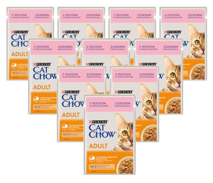 Purina Cat Chow Adult Łosoś i Zielona Fasolka 26x85g