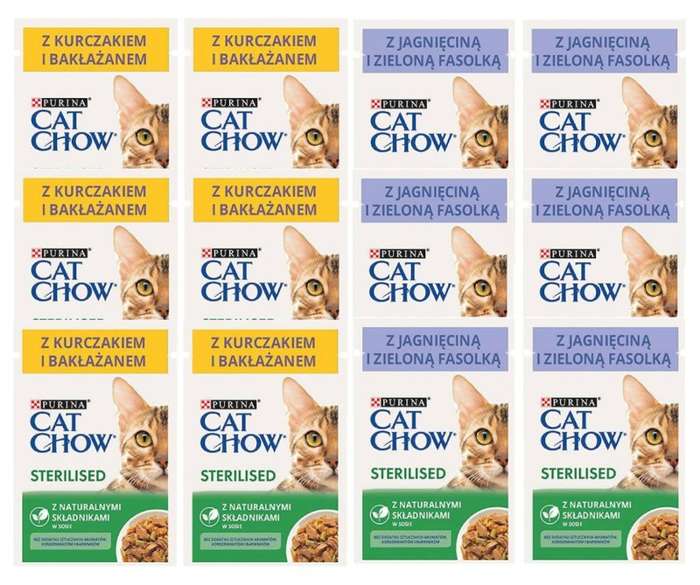 Purina Cat Chow STERILISED Mix Smaków 12X85g 