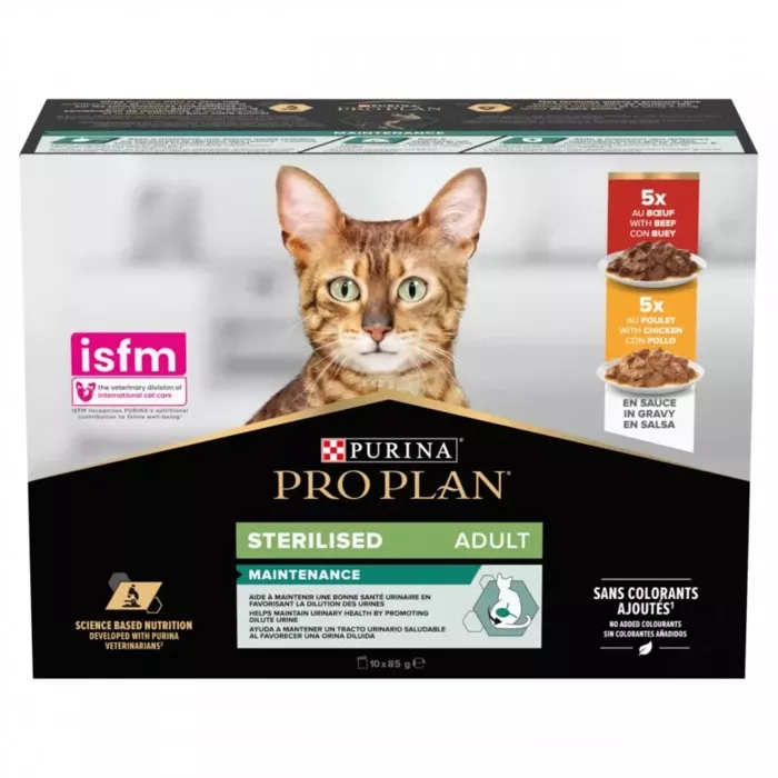 Purina ProPlan Sterilised z wołowiną i kurczakiem w sosie 20x85g