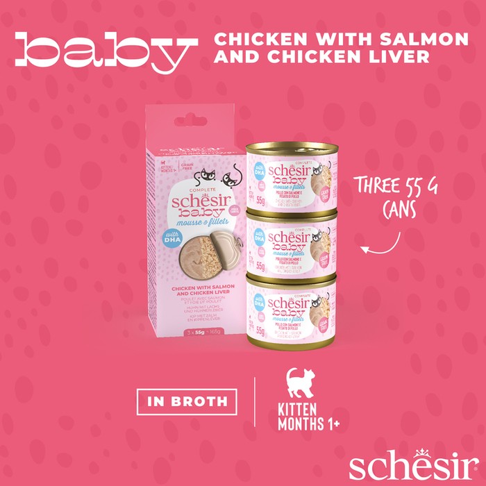 Schesir Baby Duo Filety Mus Kurczak Z Łososiem I Wątróbką Drobiową 3x55g