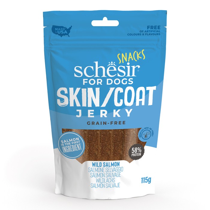 Schesir Dog Snack Skin&Coat Jerky Łosoś 115g