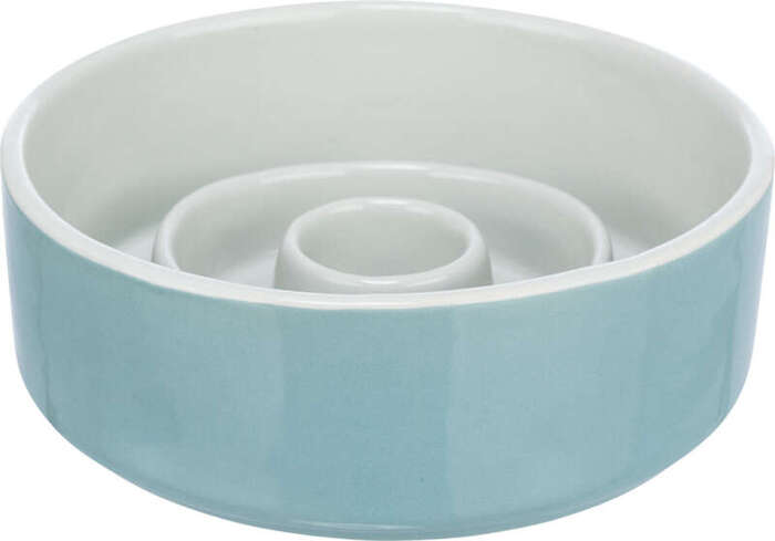 Trixie Miska ceramiczna Slow Feeding szaro/niebieska 0,45l/14cm spowalniająca jedzenie