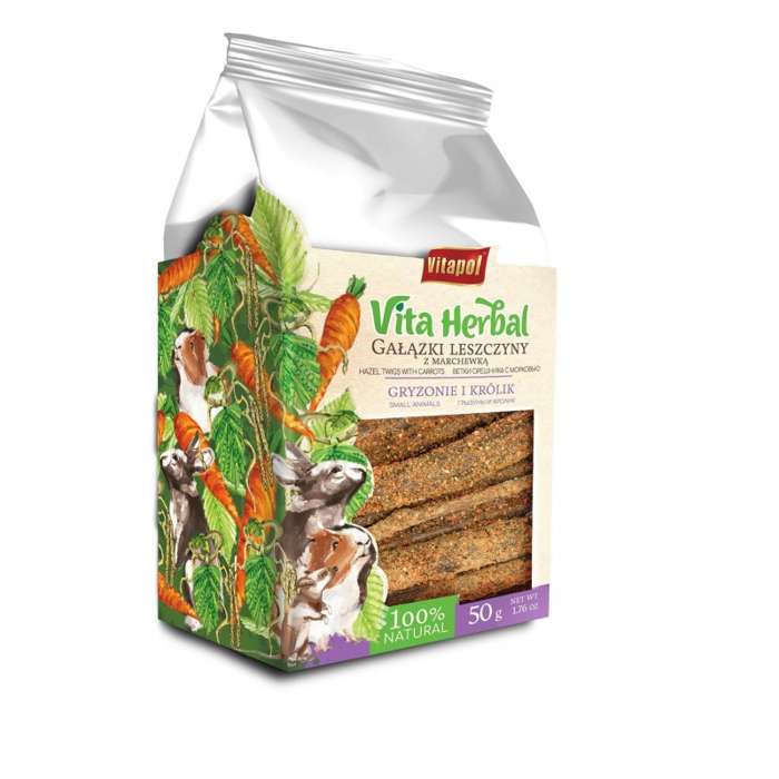 Vita Herbal dla gryzoni i królika gałązki leszczyny z marchewką 50g