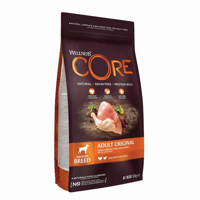 Wellness Core Adult Original karma sucha dla dorosłych psów średnich ras indyk i kurczak 1,8 kg