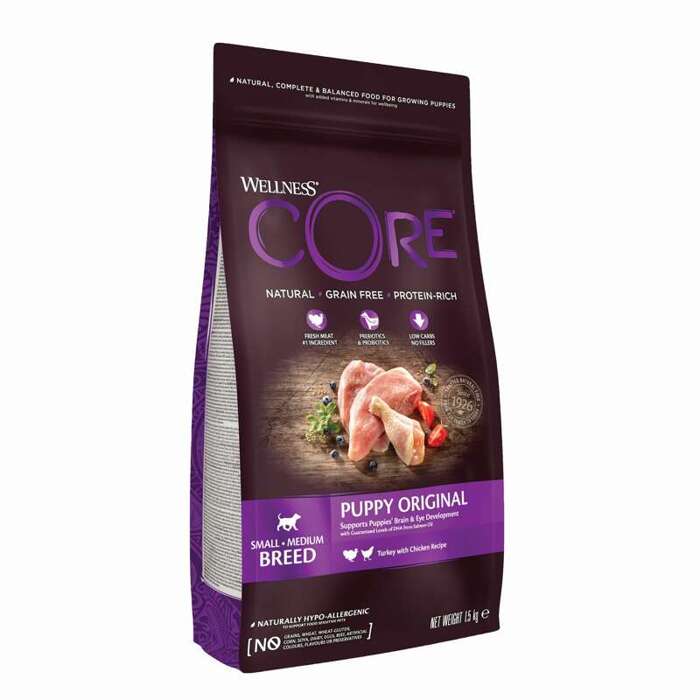 Wellness Core Puppy karma sucha dla szczeniąt małych i średnich ras indyk i kurczak 1,5 kg