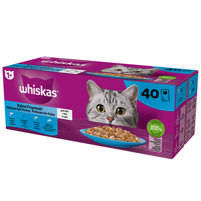 Whiskas Rybne Przysmaki w galaretce 40x85g 