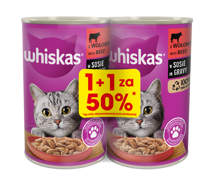 Whiskas wołowina w sosie 2x400g