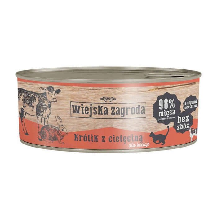 Wiejska zagroda Junior królik z cielęciną dla kota 12x85g 