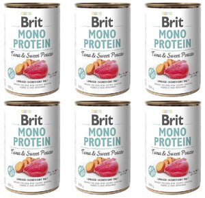 Brit Mono Protein tuńczyk ze słodkimi ziemniakami 6x400g