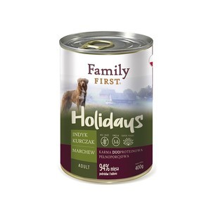 Family First Holidays z indykiem, kurczakiem i marchewką 12x400g