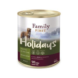 Family First Holidays z indykiem, kurczakiem i marchewką 800g